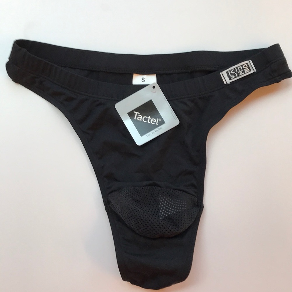 Men’s black thong, size S